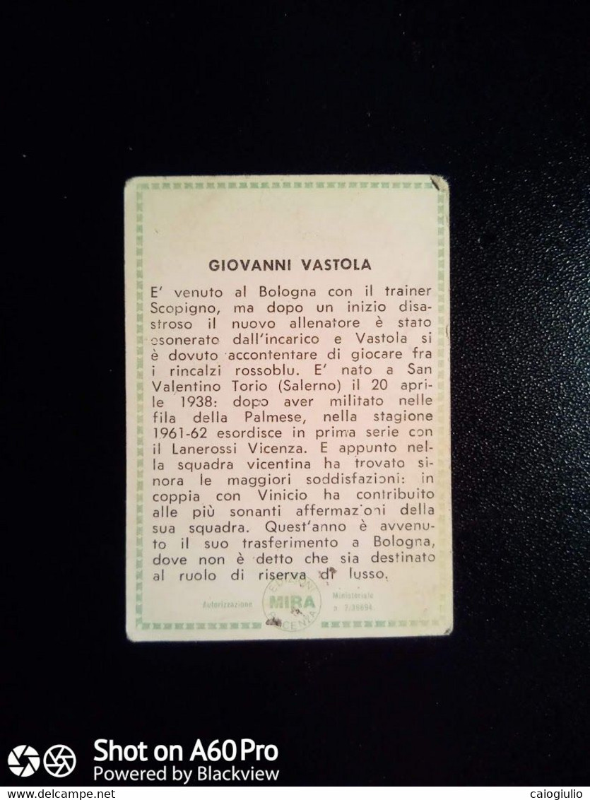 EDIZIONI MIRA CALCIATORI  1965-66 - GIOVANNI VASTOLA (BOLOGNA) - Autres & Non Classés