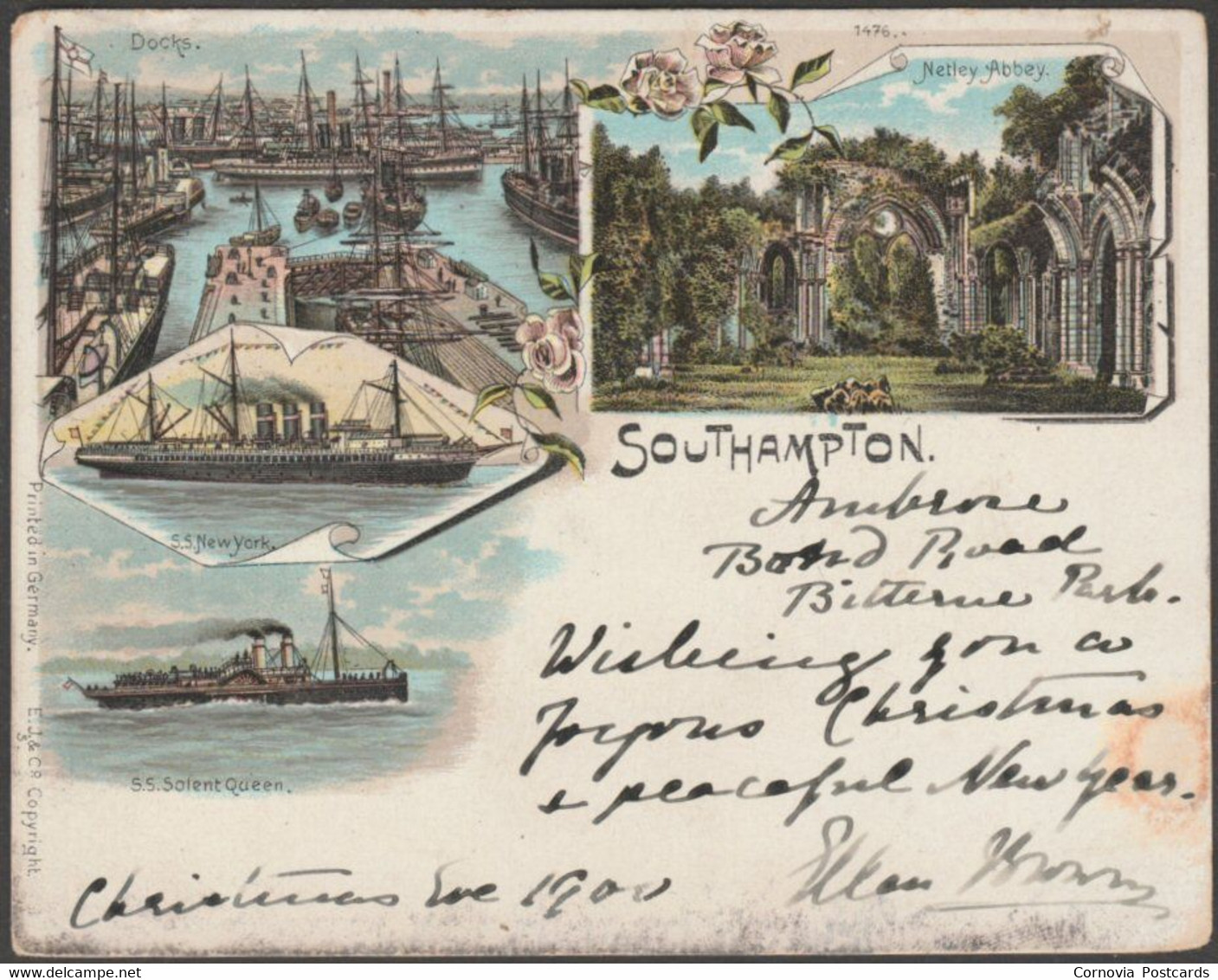 Court Card, Multiview, Southampton, Hampshire, 1900 - Edwin Jones Blümlein Postcard - Southampton