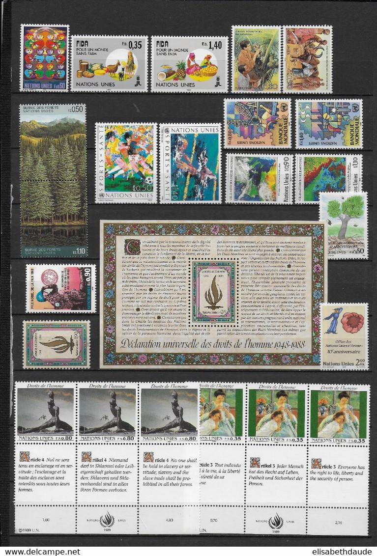 NATIONS UNIES / ONU - GENEVE - ANNEES COMPLETES 1988/1989 ** MNH - COTE = 52.6 EUR - Unused Stamps