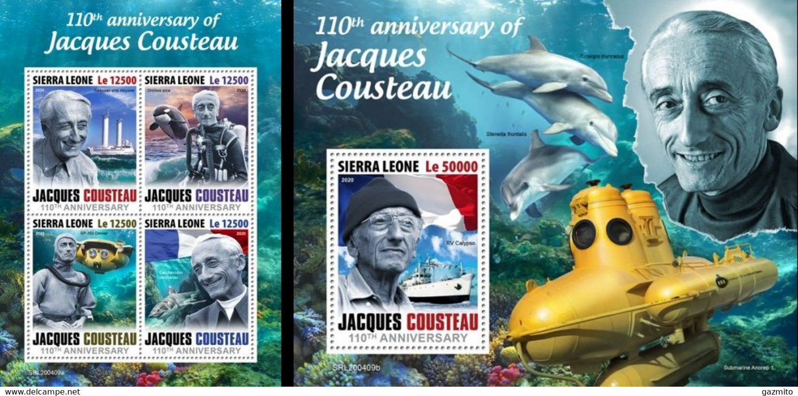 Sierra Leone 2020, Cousteau, Submarine, 4val In BF+BF - Plongée