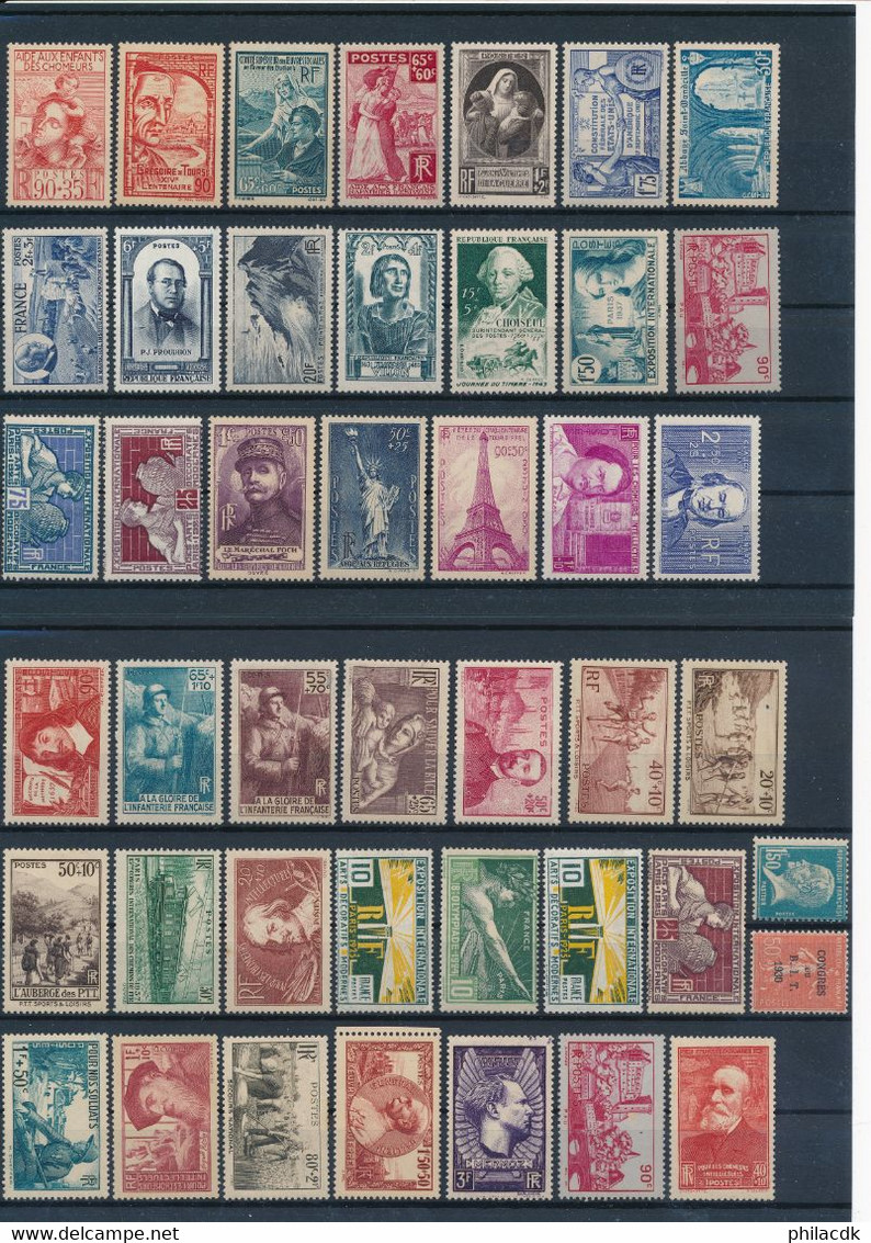 FRANCE - COLLECTION  DE 252 TIMBRES NEUFS* AVEC CHARNIERE OU GOMME ALTEREE POUR ETUDE - Collections