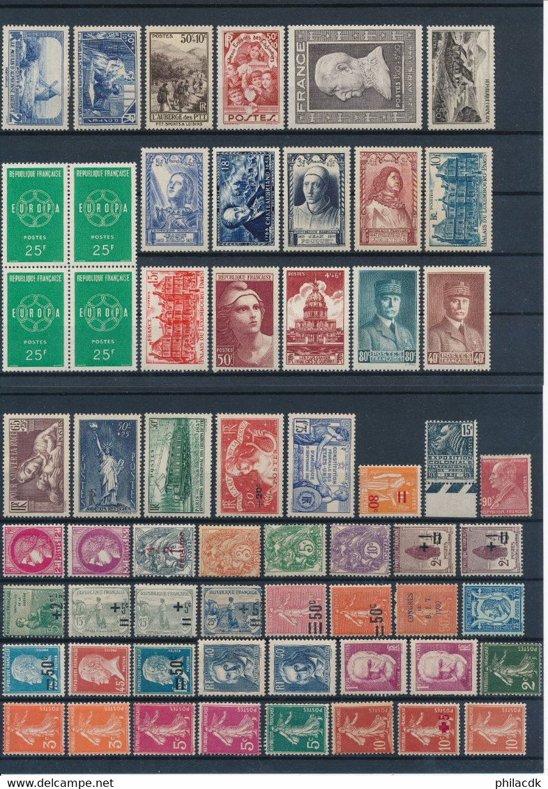 FRANCE - COLLECTION  DE 252 TIMBRES NEUFS* AVEC CHARNIERE OU GOMME ALTEREE POUR ETUDE - Collections