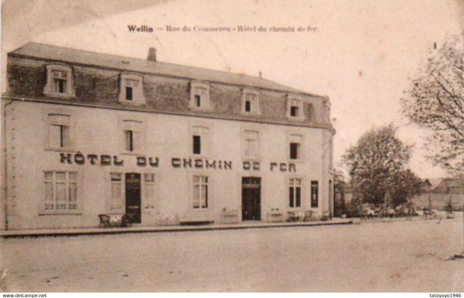 Wellin  Rare Rue Du Commerce  Hotel Du Chemin De Fer Circulé En 1927 - Wellin