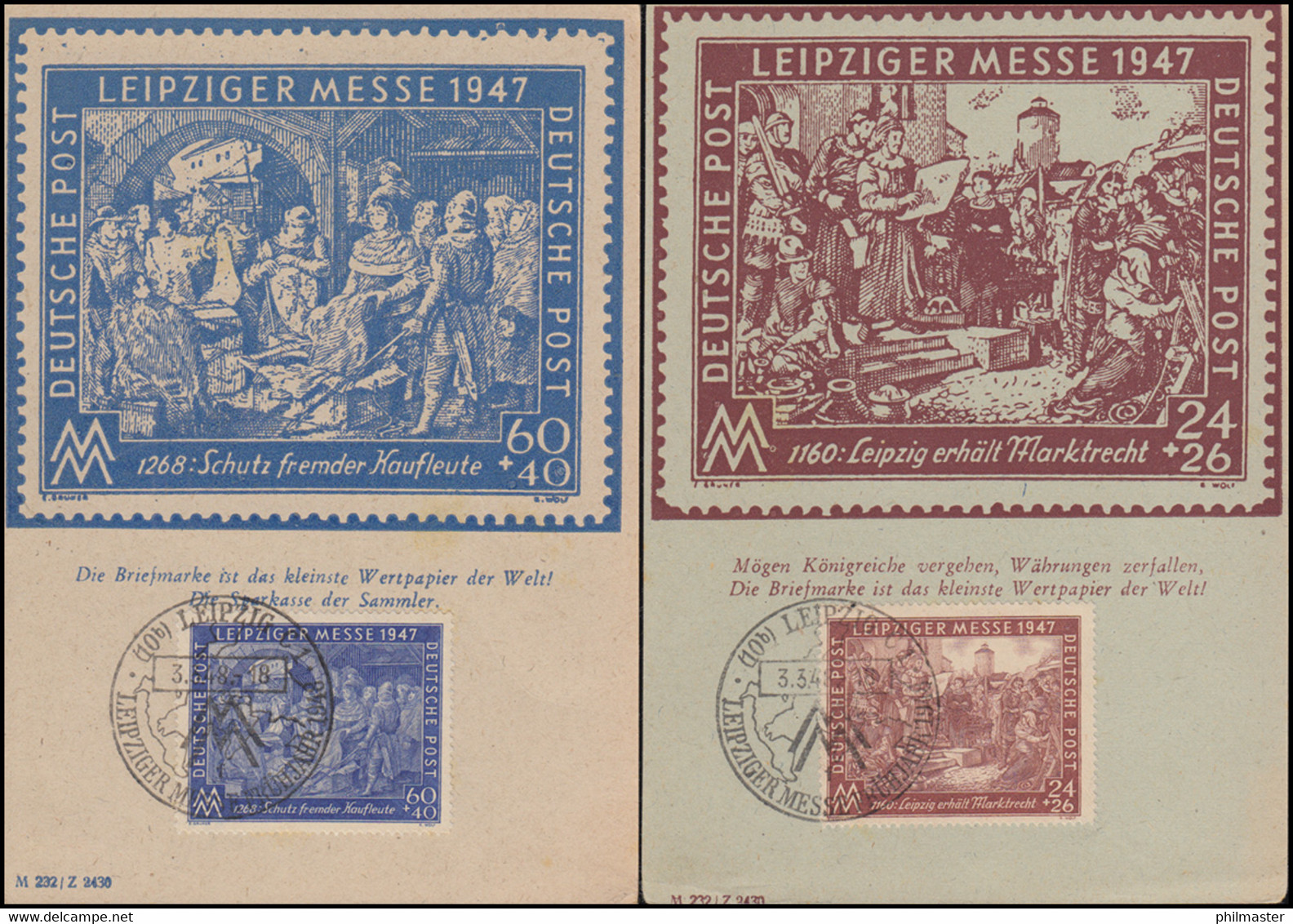 941-942 Leipziger Frühjahrsmesse Auf 2 Messekarten SSt LEIPZIG MM-Symbol 3.3.48 - Unclassified