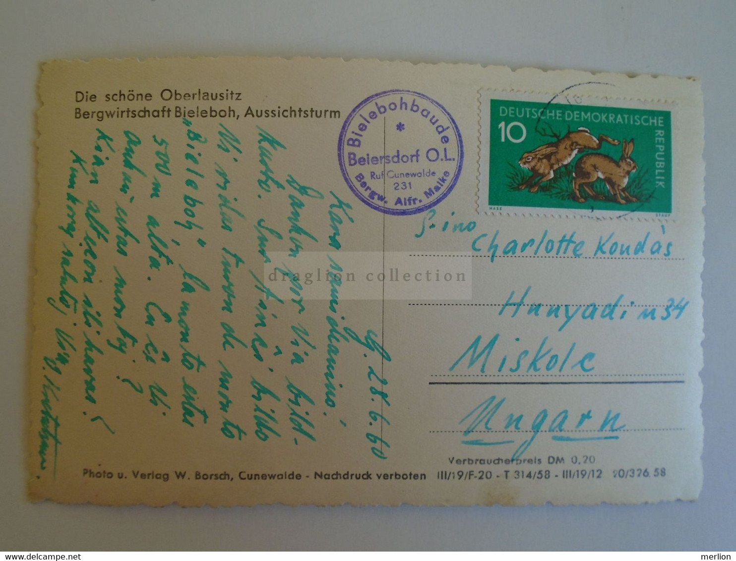 D173675  Germany   Oberlausitz  - Esperanto Correspondence 1960  Cancel Gaussig (Kr. Bautzen) - Gablenz (Oberlausitz)