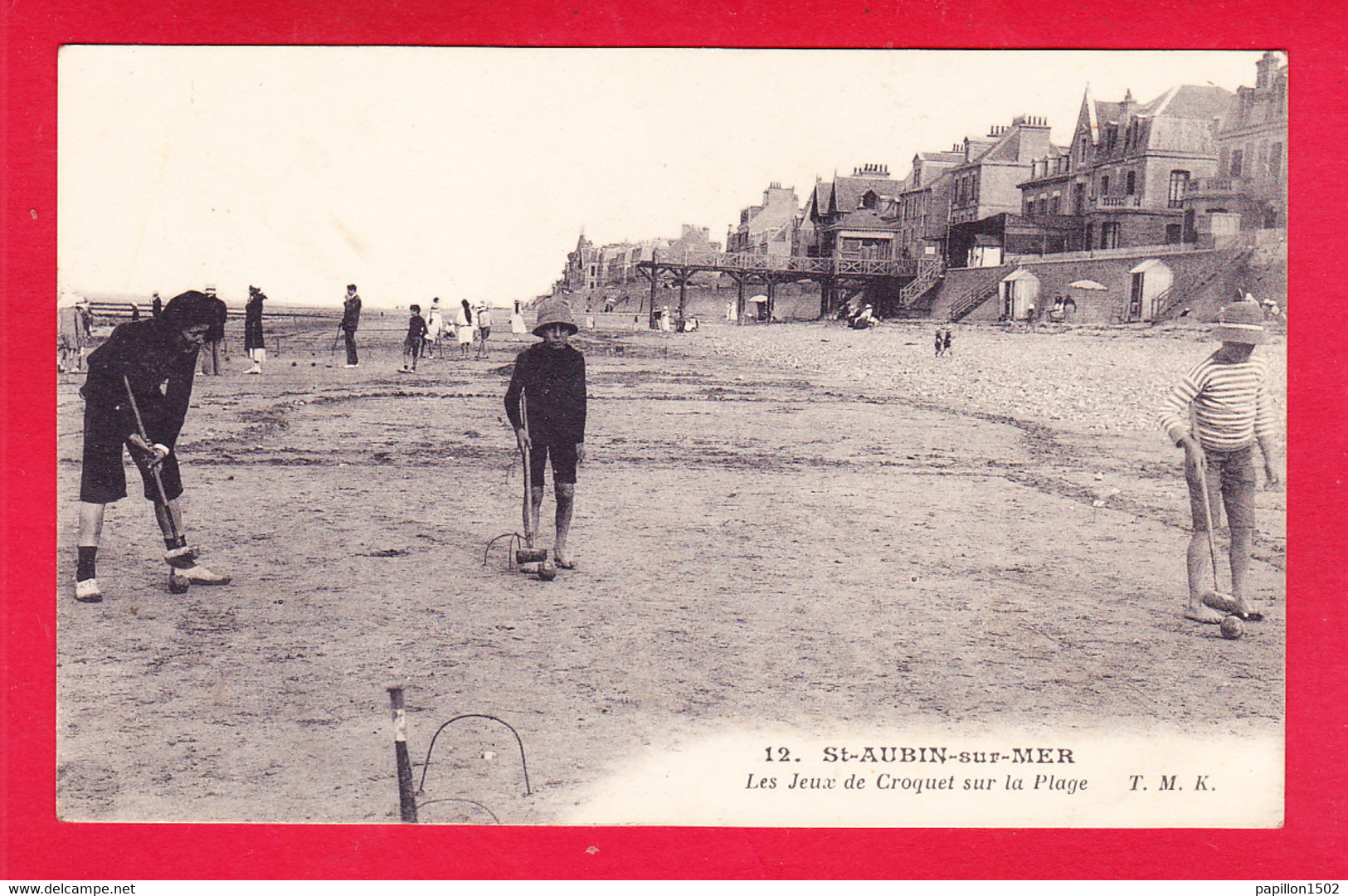 F-14-Saint Aubin-07A25 St Aubin Sur Mer, Les Jeux De Croquet Sur La Plage, Animation, Cpa BE - Saint Aubin