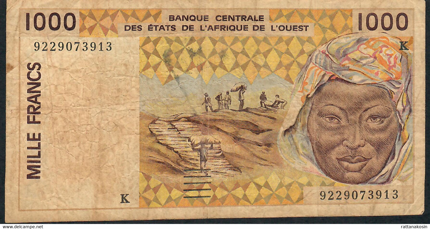 W.A.S. SENEGAL P711Kb 1000FRANCS (19)92  FINE NO P.h. ! - États D'Afrique De L'Ouest