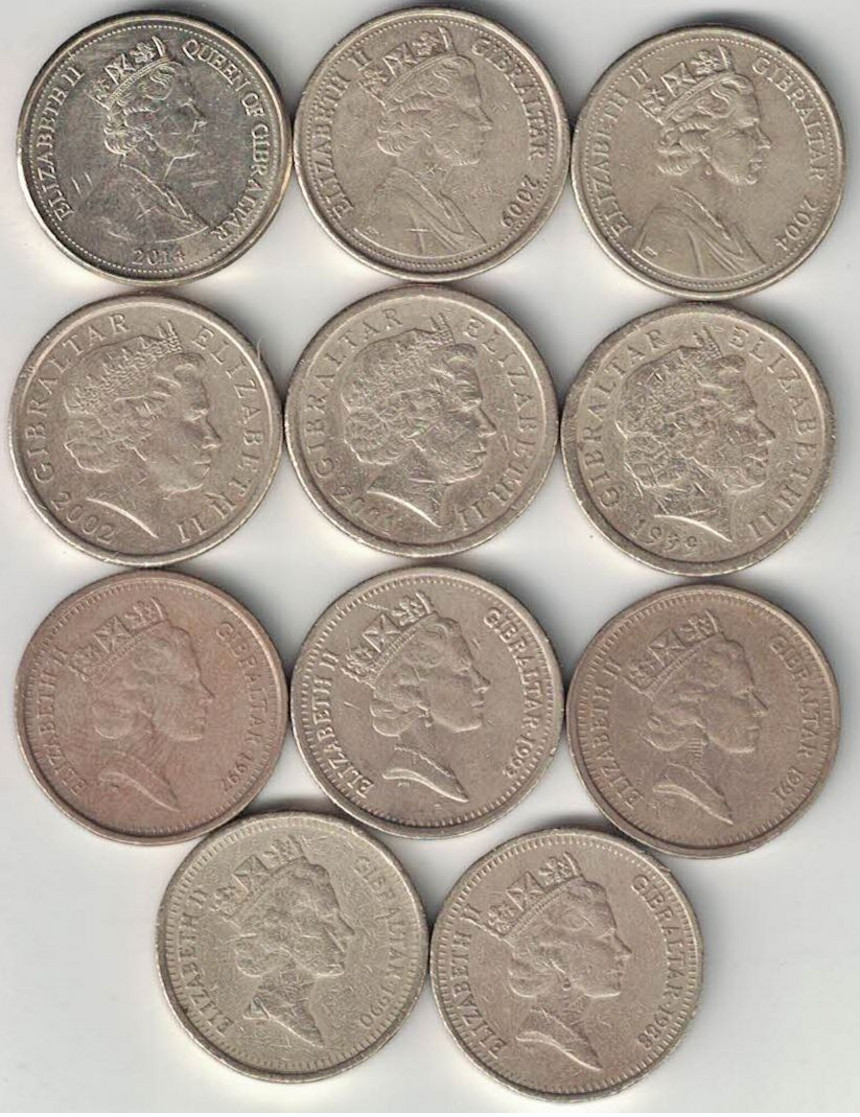 Gibraltar Collection Of 11x 1 Pound Coins 1988-2014 All Listed & Different - Gibilterra