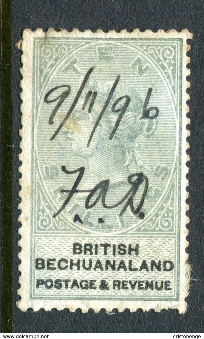 British Bechuanaland 1888 QV - 10/- Green & Black Fiscally Used (SG 19) - 1885-1895 Crown Colony