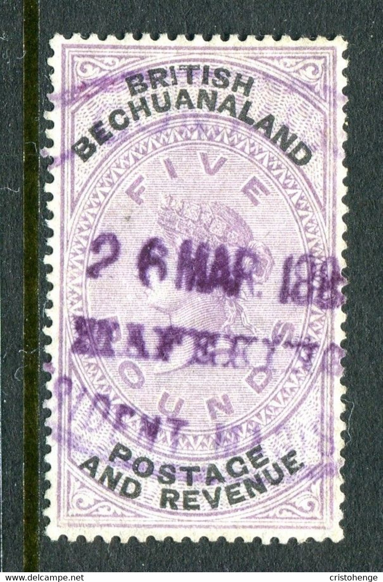 British Bechuanaland 1888 QV - £5 Lilac & Black Fiscally Used (SG 21) - 1885-1895 Crown Colony