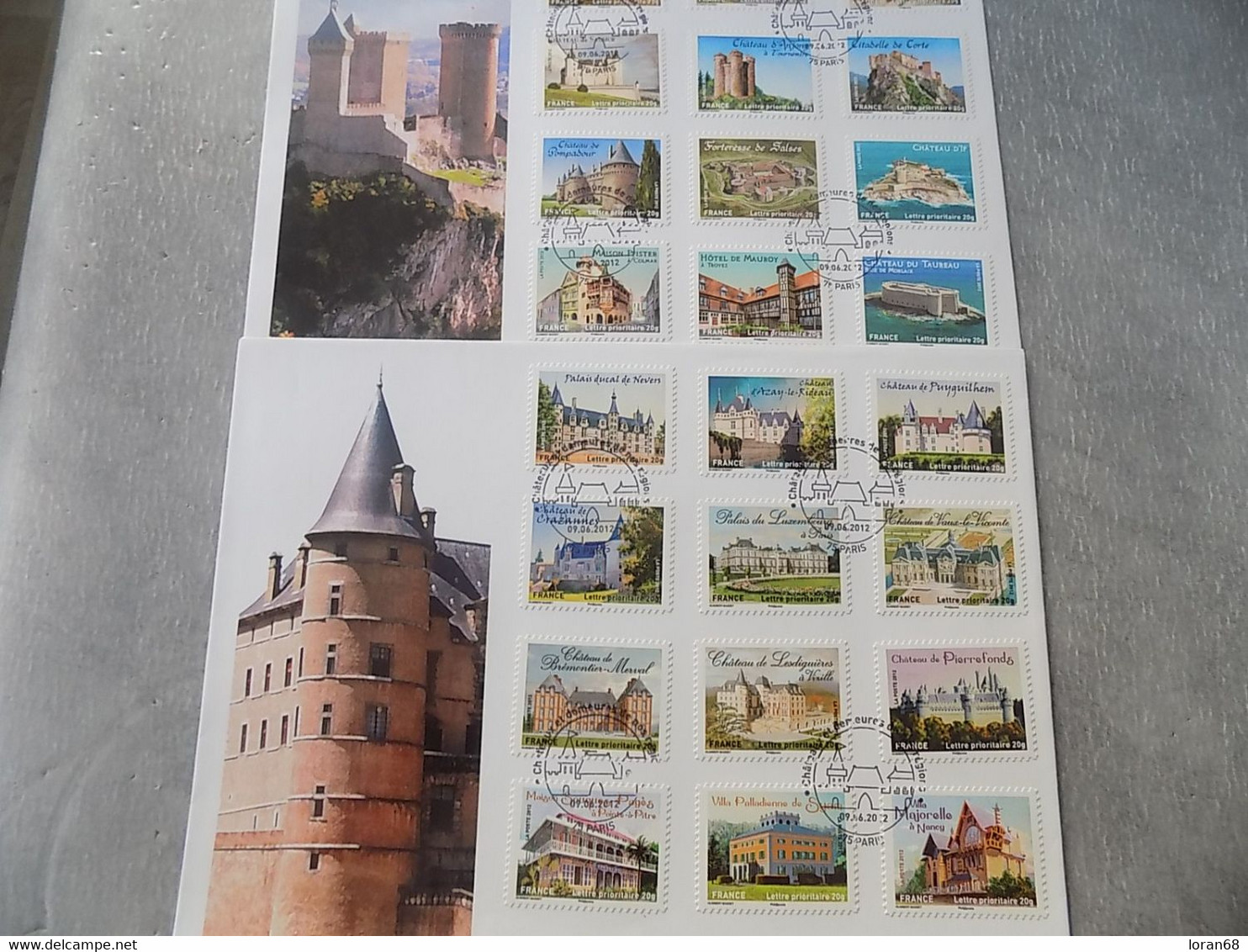 FDC (2) Grand Format France 2012 : Châteaux Et Demeures De Nos Régions (série Complète 24 Timbres) - 2010-2019