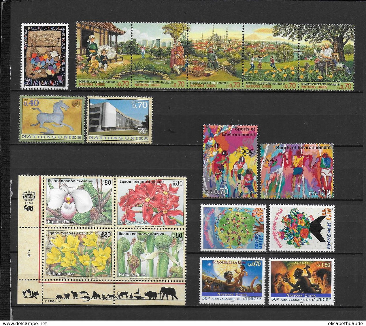 NATIONS UNIES / ONU - GENEVE - ANNEE COMPLETE 1996 ** MNH - COTE = 33.5 EUR - Neufs
