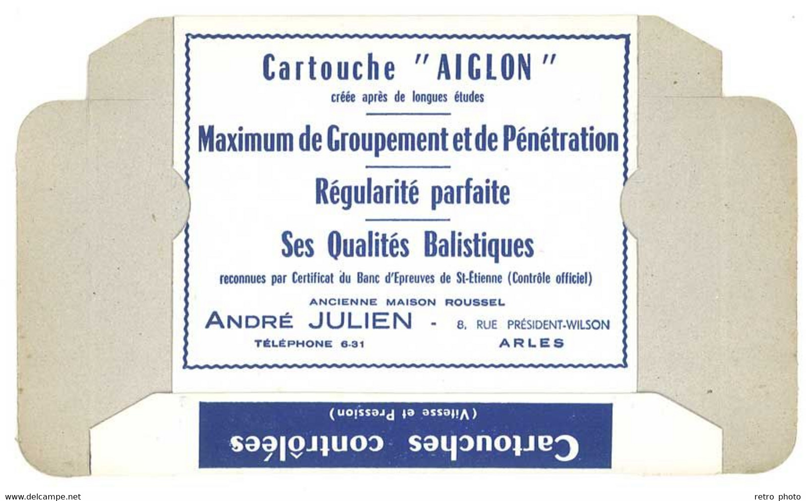 Boite Carton Cartouche Aiglon, André Julien, Arles - Boîtes