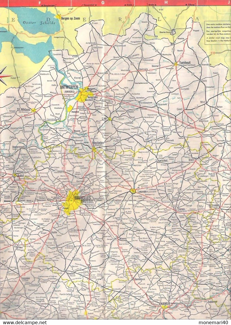 ESSO - CARTE ROUTIÈRE (DOUBLE FACE) BELGIQUE et LUXEMBOURG - ÉCHELLE 1:420.000 (1961)