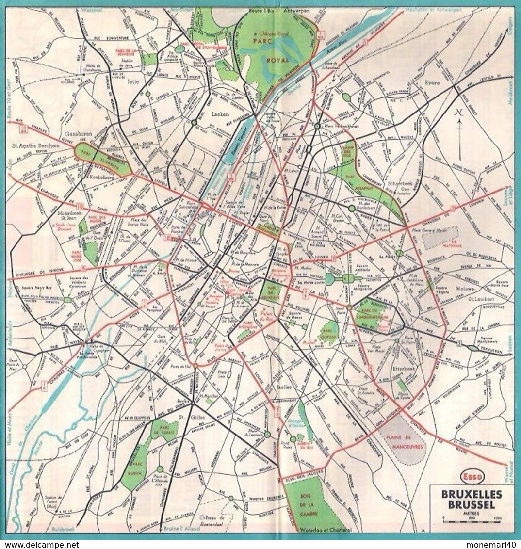 ESSO - CARTE ROUTIÈRE (DOUBLE FACE) BELGIQUE et LUXEMBOURG - ÉCHELLE 1:420.000 (1961)