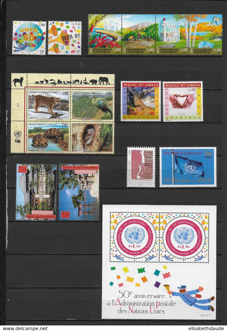 NATIONS UNIES / ONU - GENEVE - ANNEE COMPLETE 2001 ** MNH SAUF CARNET - COTE = 38.55 EUR - Unused Stamps
