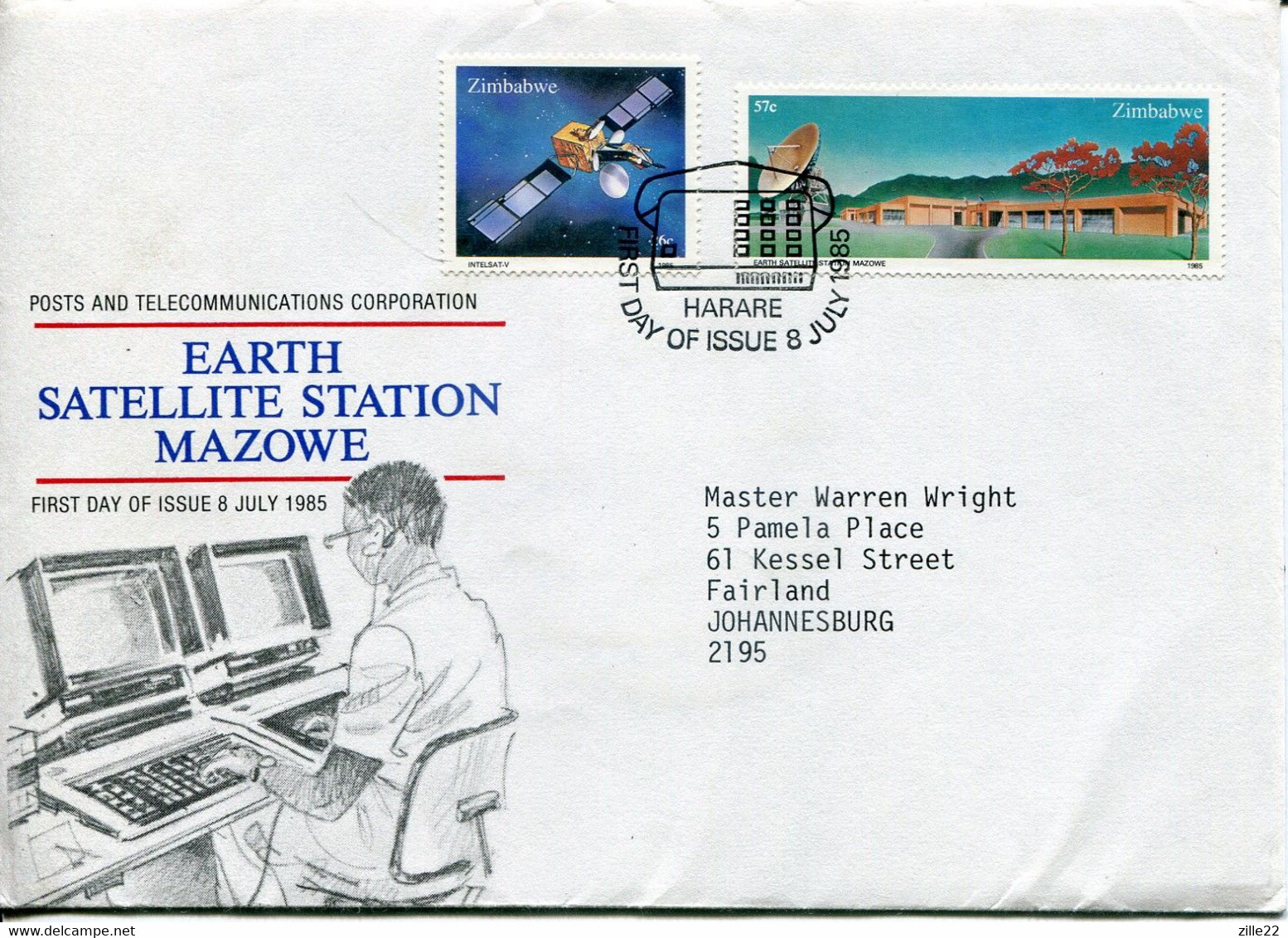 Zimbabwe Mi# 307-8 Used On Official FDC - Satellite Earth Station, Telephone - Zimbabwe (1980-...)