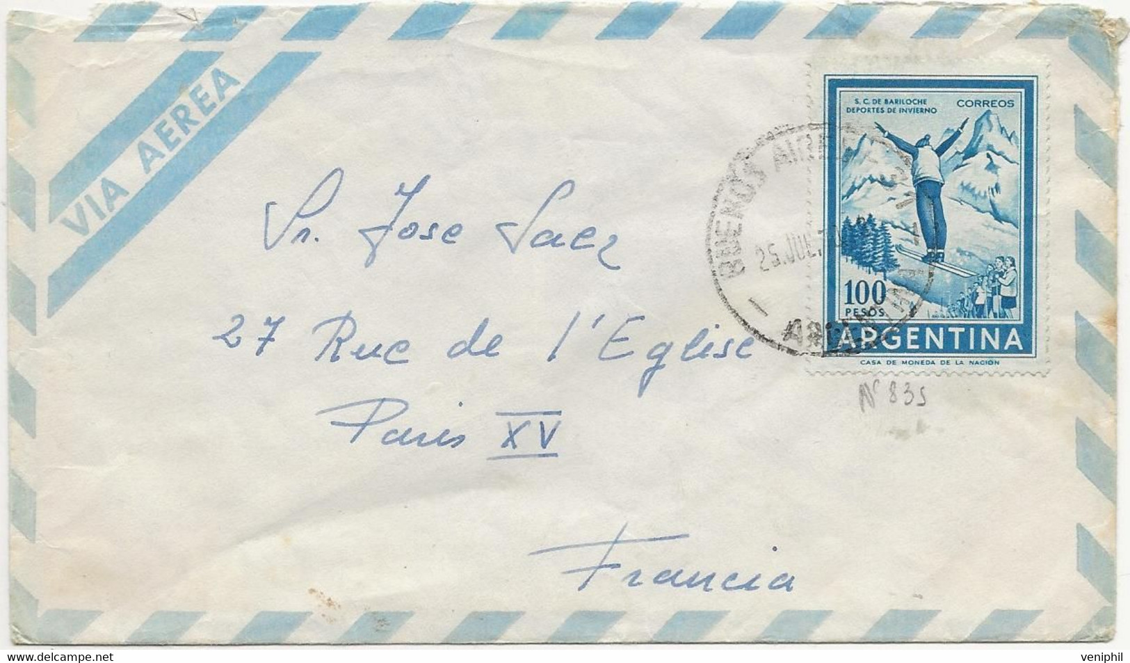 ARGENTINE - 3 LETTRES DONT 2 RECOMMANDEES ANNEE 1970 AFFRANCHIES N° 555ET 835 TB - Briefe U. Dokumente