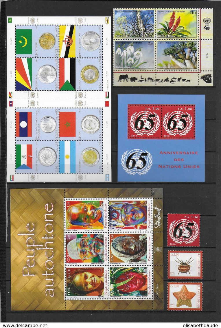 NATIONS UNIES / ONU - GENEVE - ANNEE COMPLETE 2010 ** MNH SAUF CARNET Et PERSONNALISES - 2 PAGES - Ungebraucht