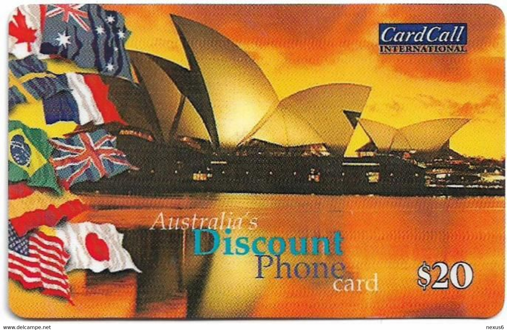 Australia - CardCall - Australian Scenery, Sydney Opera House & Flags (Big Voice No.), Remote Mem. 20$, Used - Australie