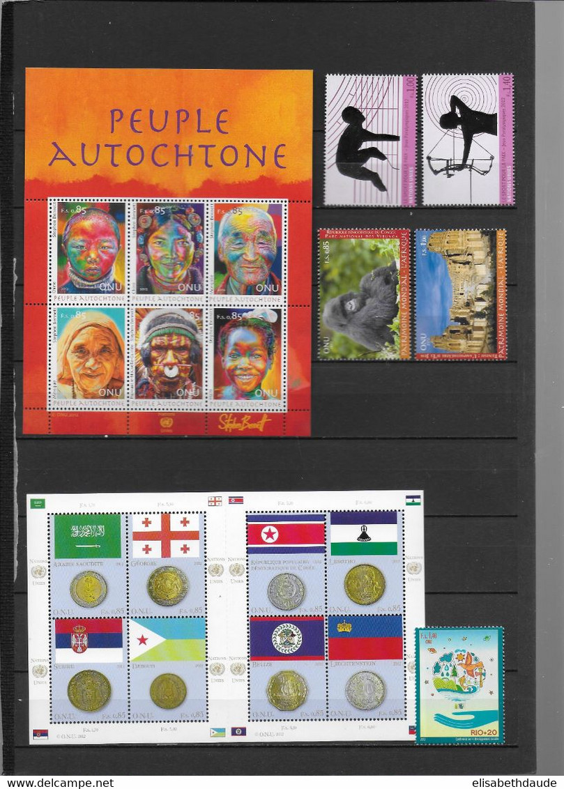 NATIONS UNIES / ONU - GENEVE - ANNEE COMPLETE 2012 ** MNH  - 2 PAGES - Neufs