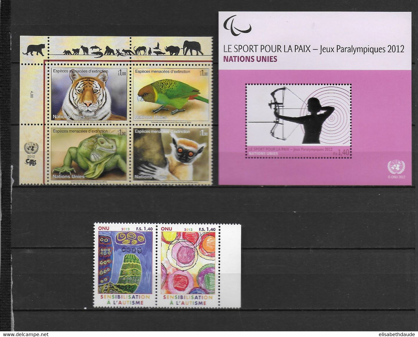 NATIONS UNIES / ONU - GENEVE - ANNEE COMPLETE 2012 ** MNH  - 2 PAGES - Ungebraucht