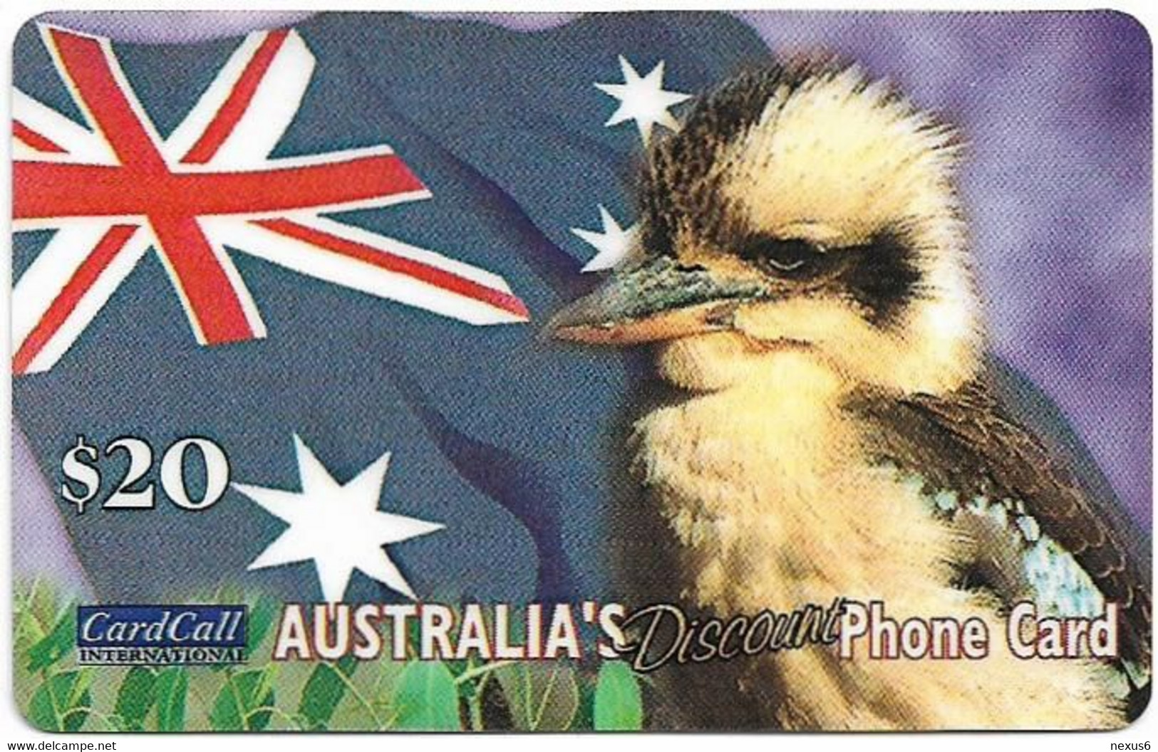 Australia - CardCall - Australian Animals, Kookaburra & Flag, Thin Plastic Remote Mem. 20$, Used - Australia