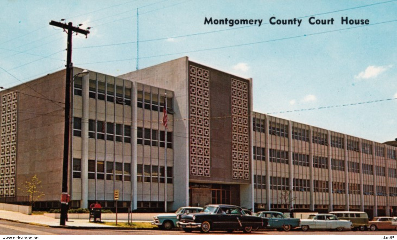Montgomery Alabama, County Courthouse, Autos, C1960s Vintage Postcard - Montgomery