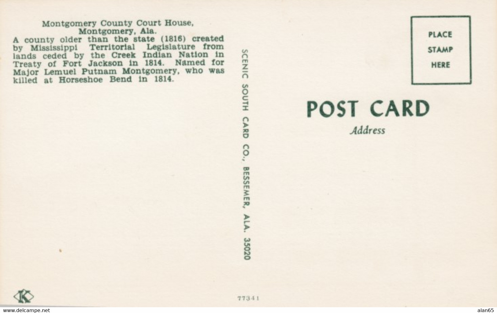 Montgomery Alabama, County Courthouse, Autos, C1960s Vintage Postcard - Montgomery