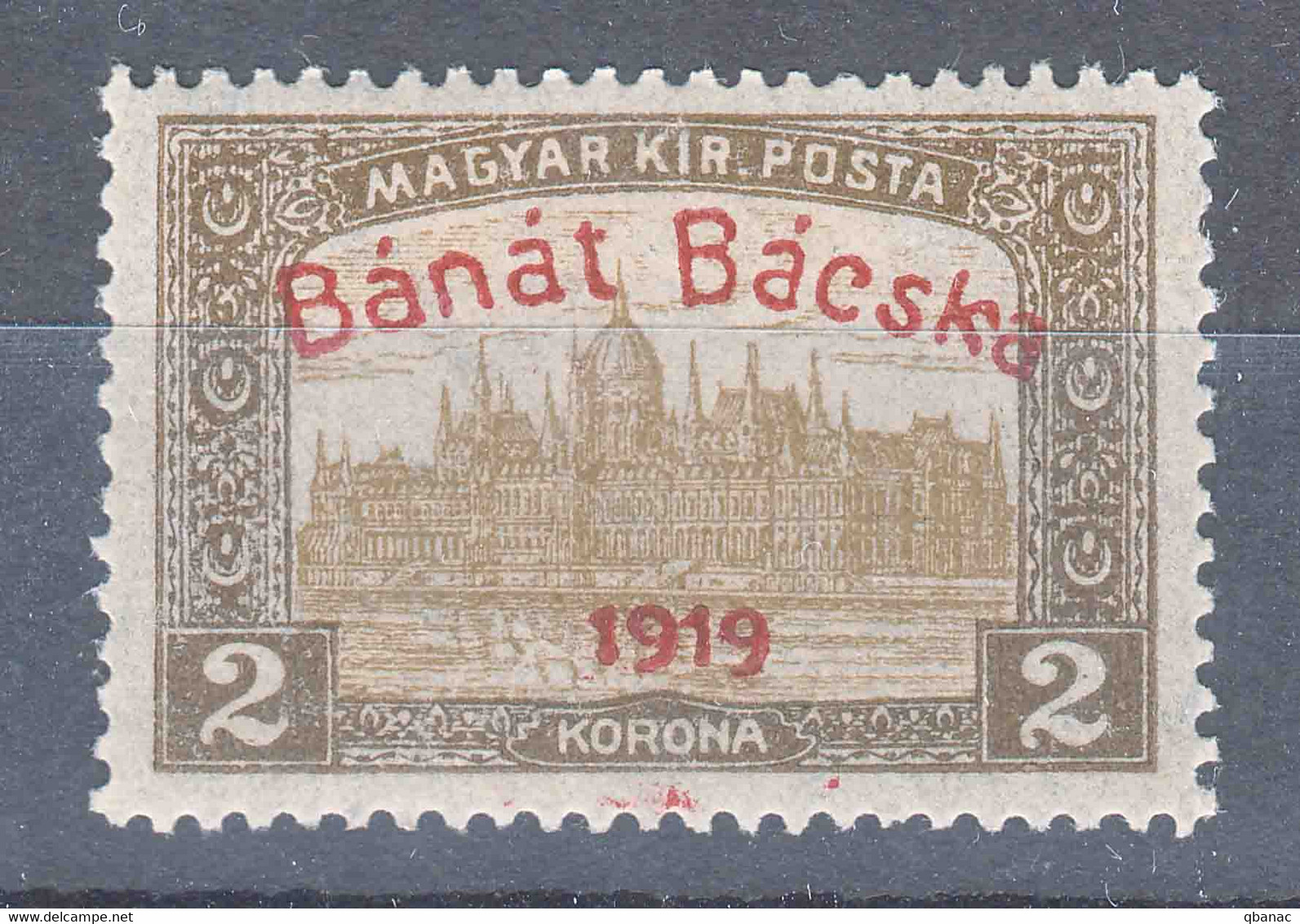 Hungary Banat Bacska 1919 Mi#16b, Red Overprint, Mint Hinged - Banat-Bacska