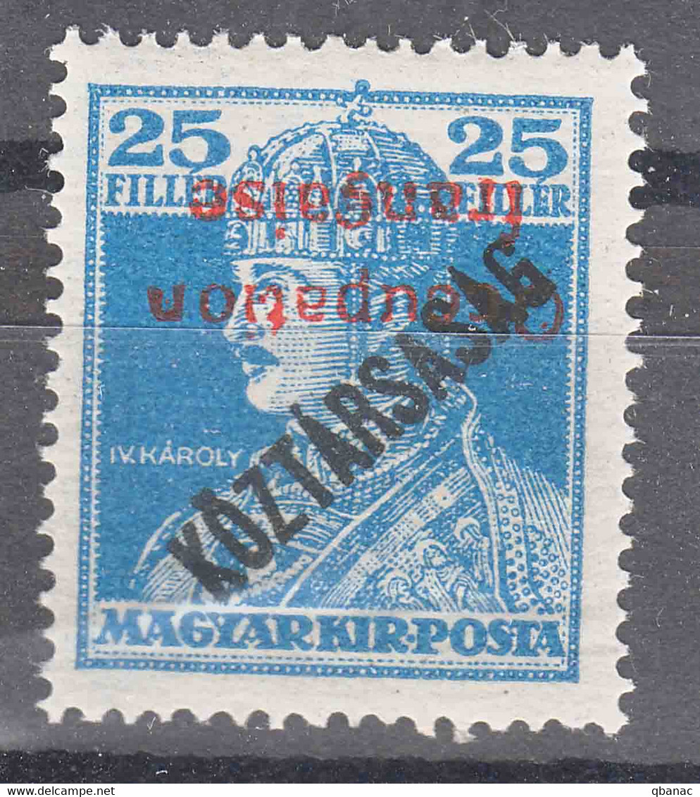 France Occupation Hungary Arad 1919 Yvert#33a Error - Inverted Overprint, Mint Hinged - Nuevos