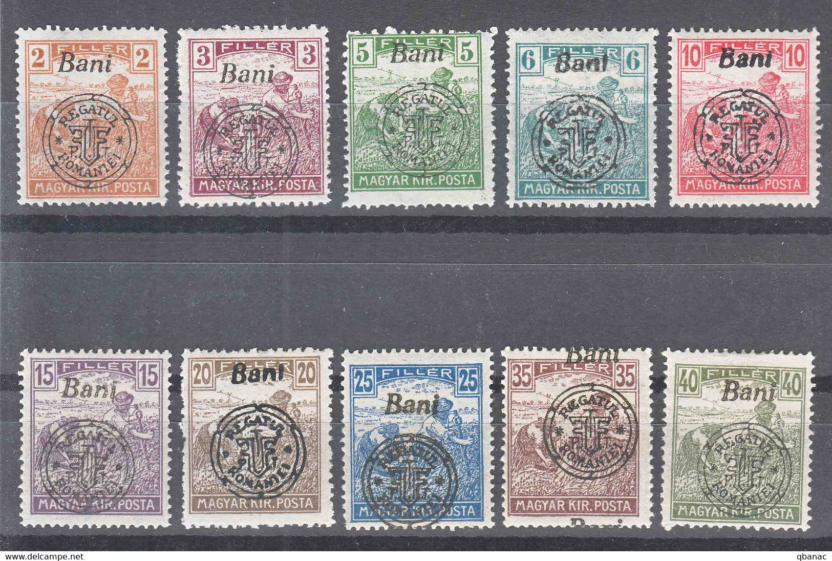 Romania Overprint On Hungary Stamps Occupation Transylvania 1919 Mi#26,27,28,29,30,32,33,34,35,36 II Mint Hinged - Transilvania