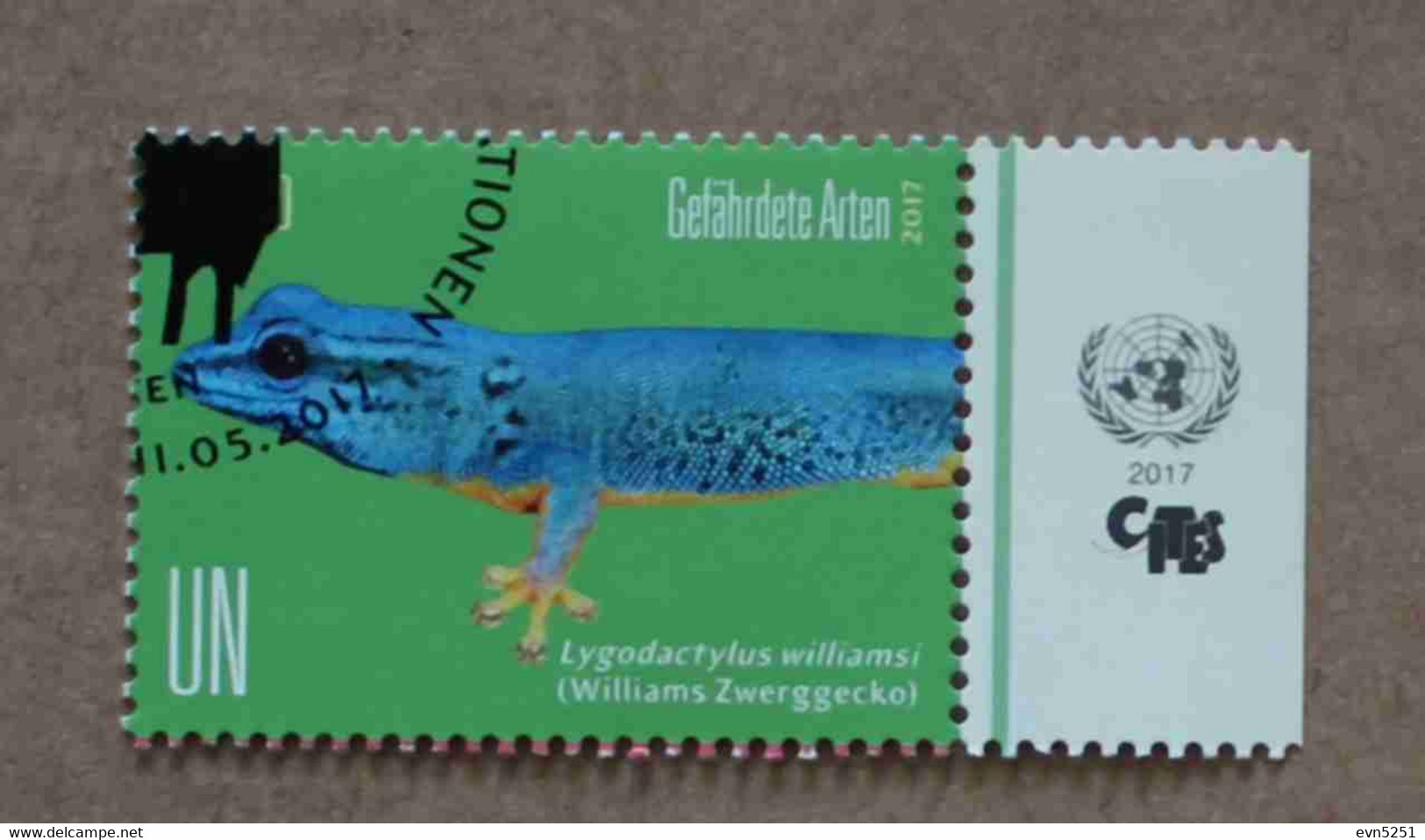 Vi17-01 : Nations-Unies (Vienne) / Protection De La Nature - Gecko Nain Turquoise - Gebruikt