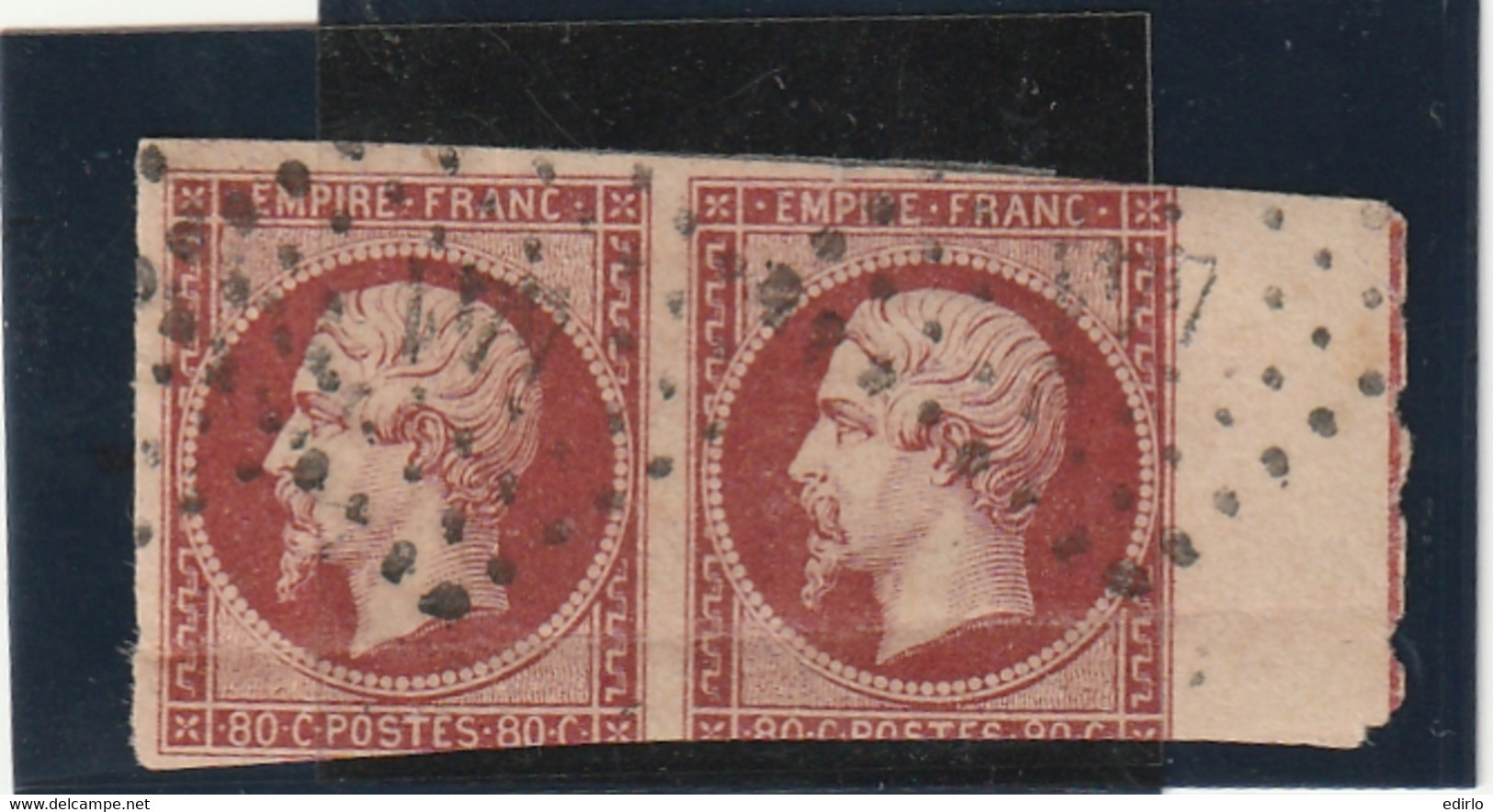 /// FRANCE ///  Introuvable 17A Napoléon III - 80 Cts Paire Filet D'encadrement Côte 4570€ Prix Départ MOINS DE 1% COTE - 1853-1860 Napoléon III