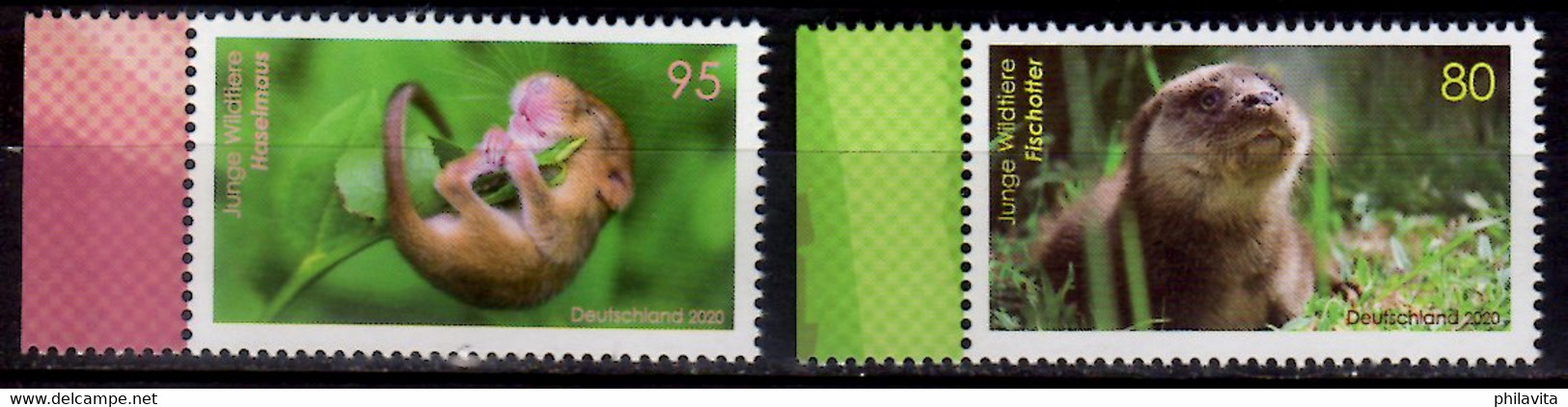 2020 Germany Baby Animals Tierbabys  MNH** MiNr. 3562 - 3563 Hazel Dormouse Eurasian Otter - Ungebraucht