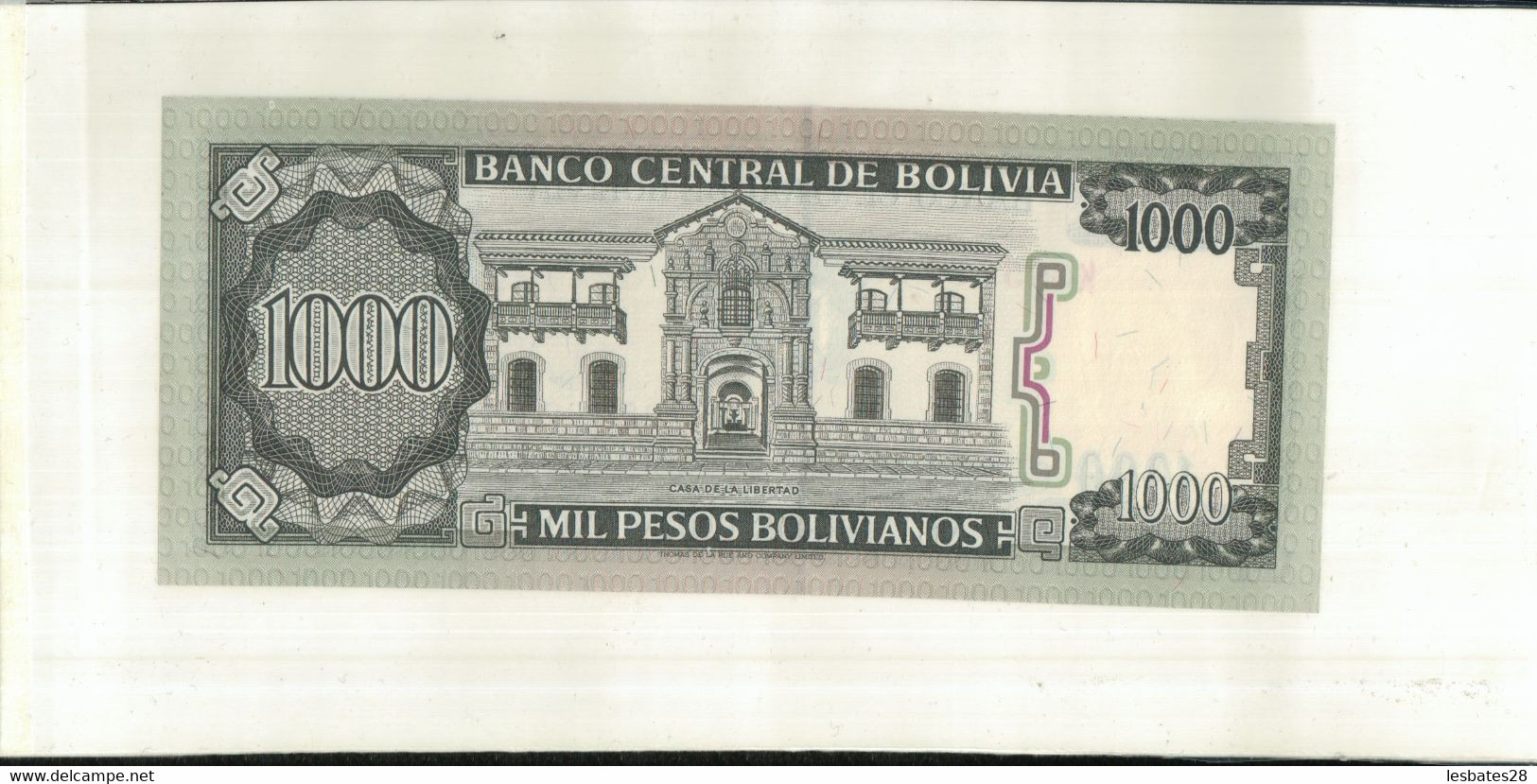 BILLET BOLIVIE 1000 BOLIVIANOS 1982  TTB+  Sept 2020  Clas Noir 21 - Bolivie