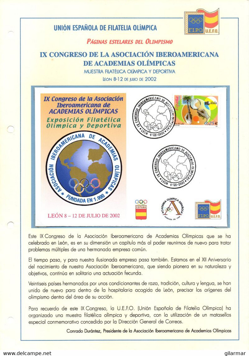 OLYMPIC ESPANA LEON 2002 - IX CONGRESO DE LA ASOCIACION IBEROAMERICANA DE ACADEMIAS OLIMPICAS - U.E.F.O - Zomer 2004: Athene - Paralympics