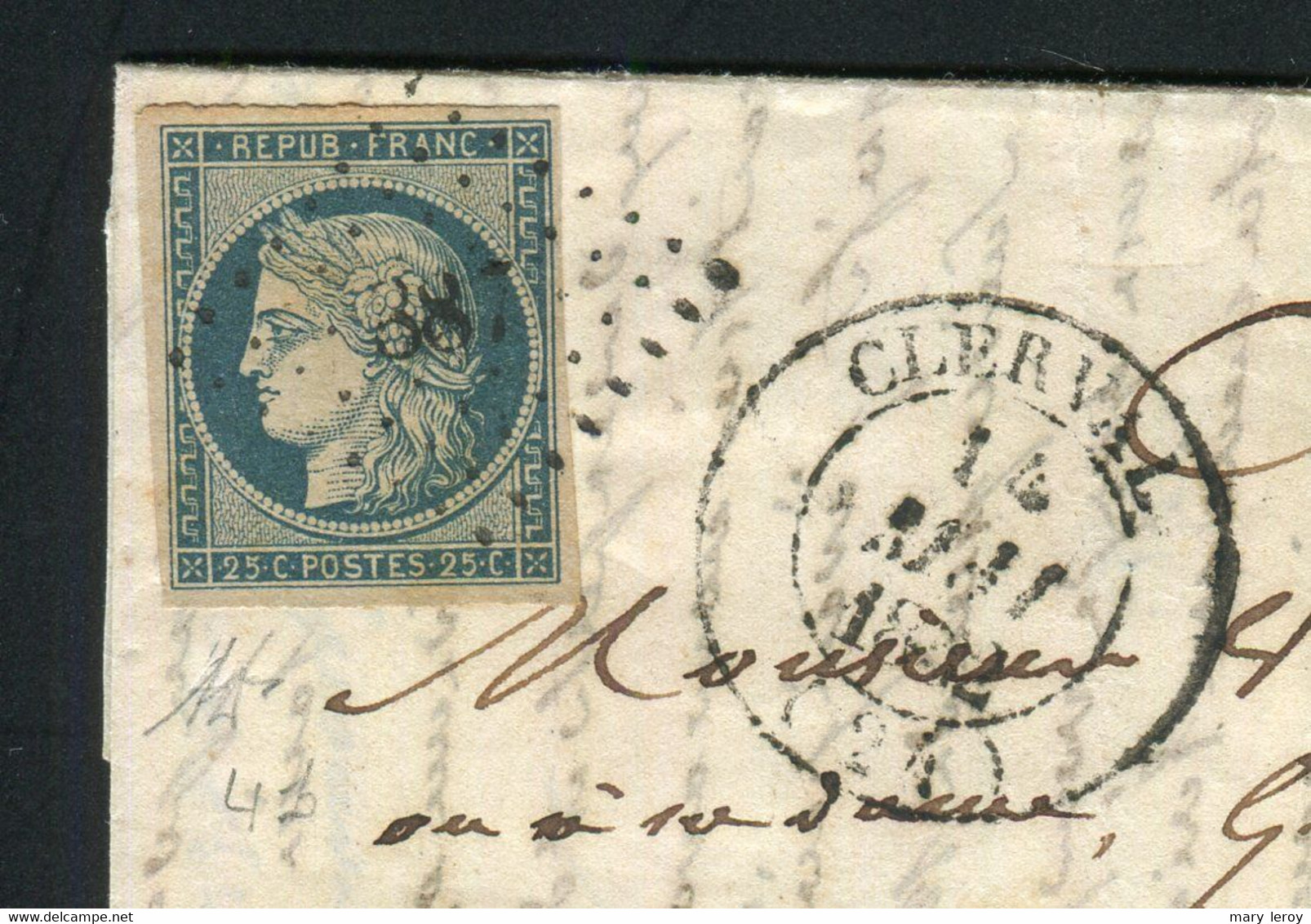 Belle Lettre De Clerval Pour Besançon ( Doubs 1852 ) Avec Un N° 4 - Cachet PC 387 - 1849-1850 Cérès