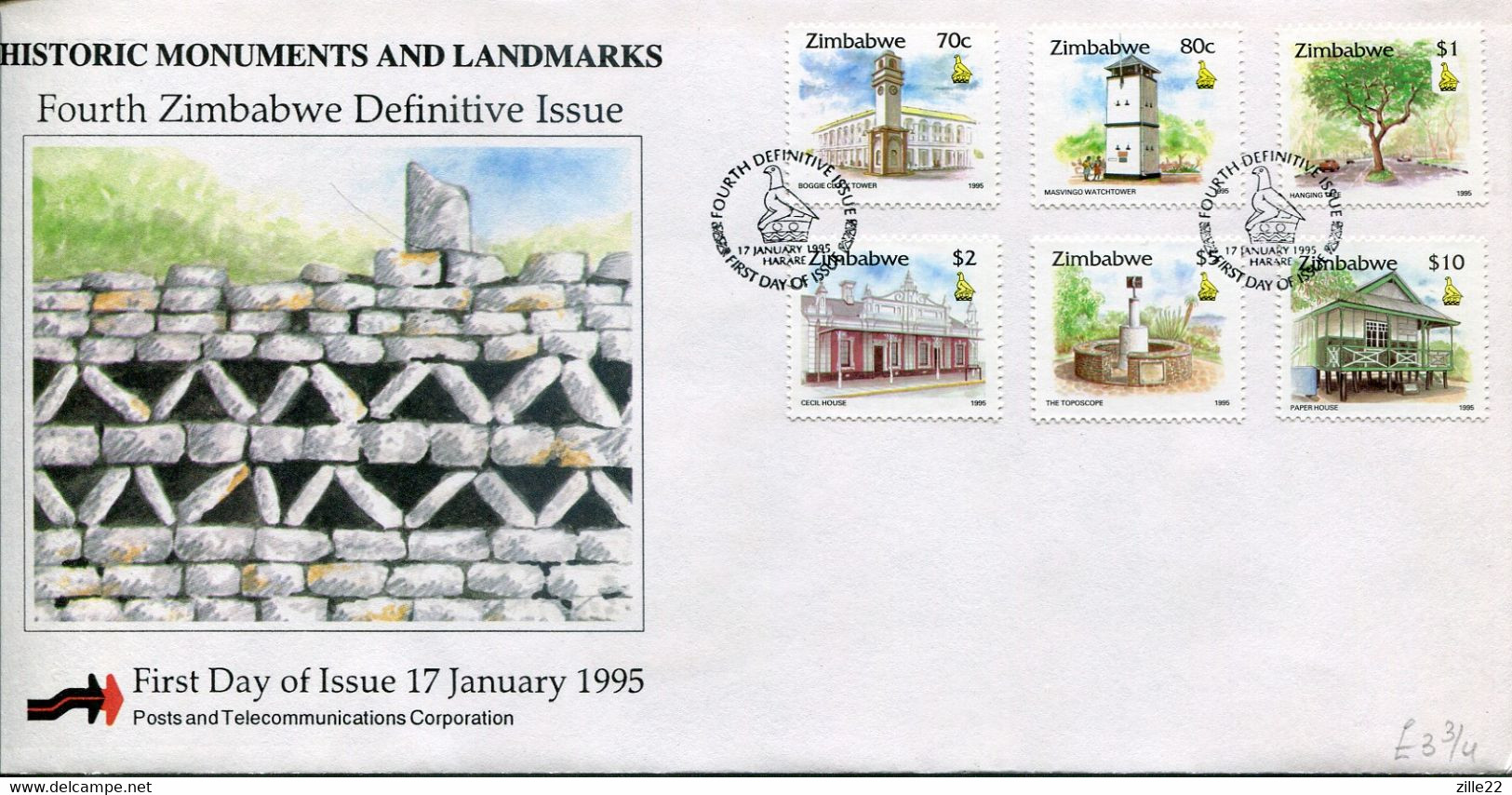 Zimbabwe Mi# 548-53 Used On Official FDC  - Buildings, Monuments (definitives) - Zimbabwe (1980-...)