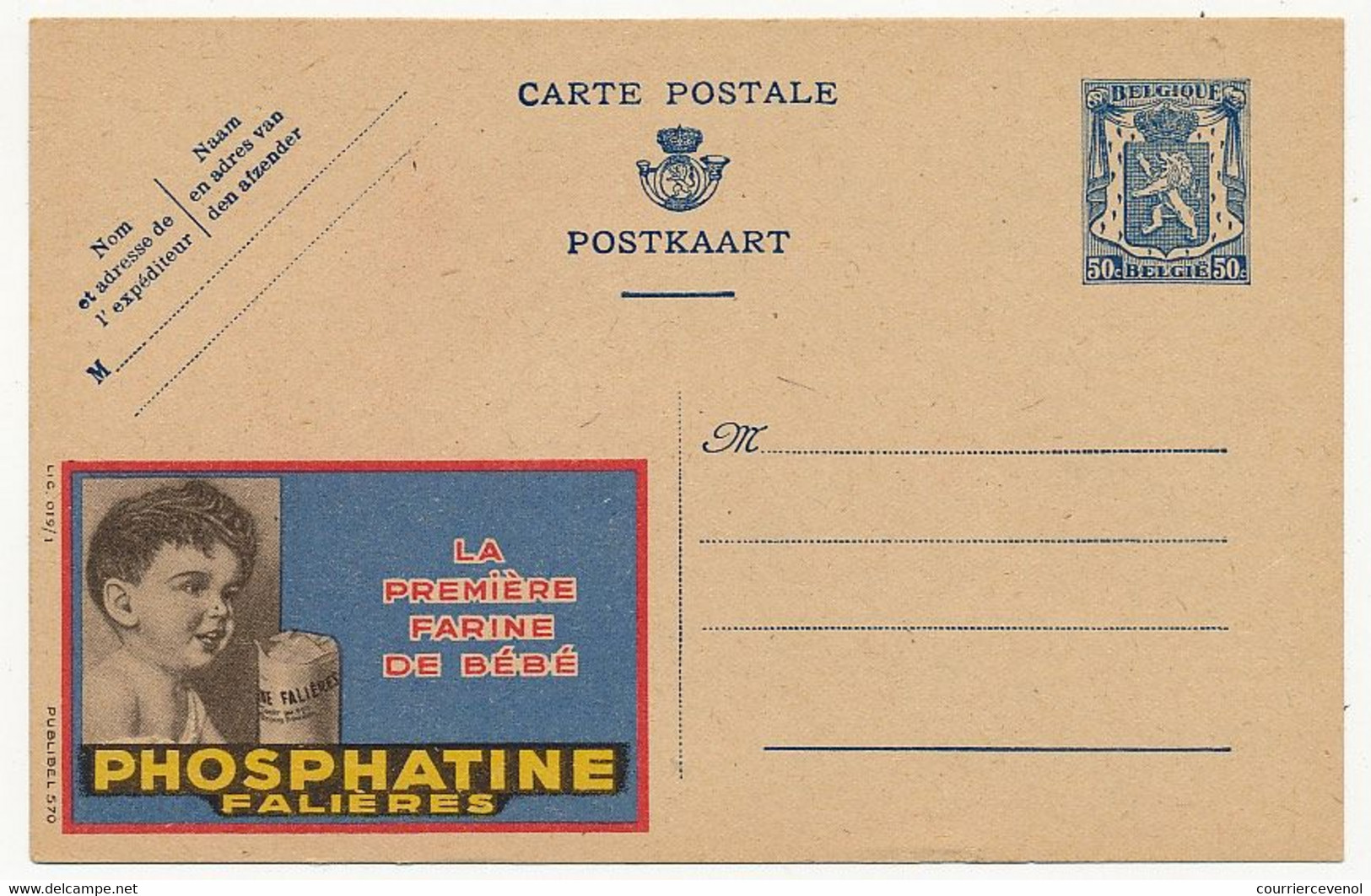 BELGIQUE => Carte Postale - 50c Avec Publicité "Phosphatine Falières" - Publibel N° 570 - Publibels