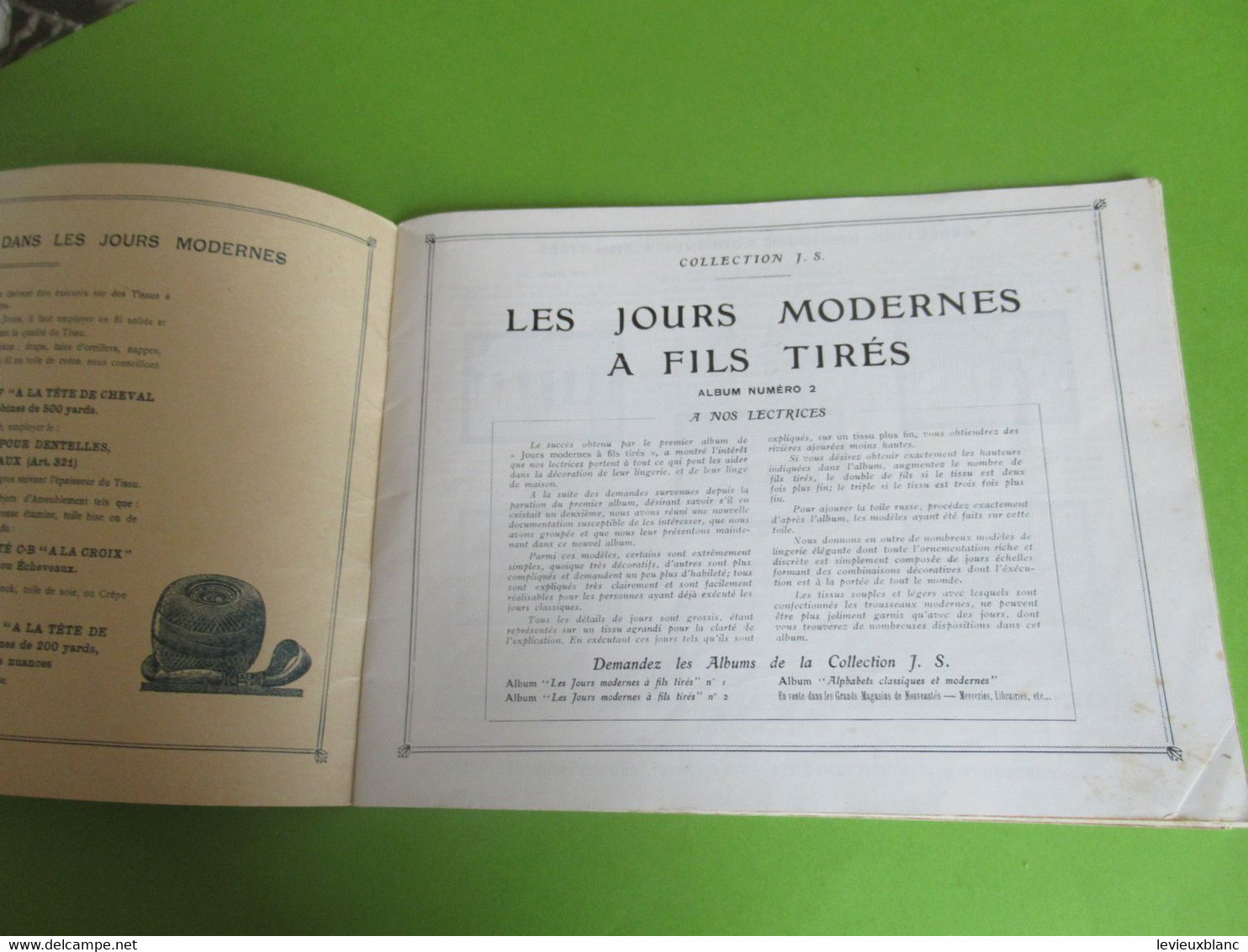 Catalogue/ Les Jours Modernes à Fils Tirés/Collection JS/Album N°2/ CB à La Croix/Vers 1920-1930                   MER73 - Spitzen Und Stoffe
