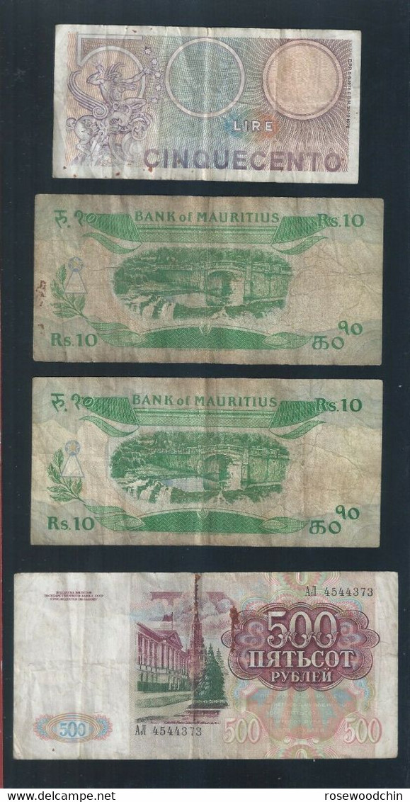 Old Mixed Banknote Lot - Mauritius, Russia CCCP & REPVBBLICA ITALIANA (#122) - Andere - Europa