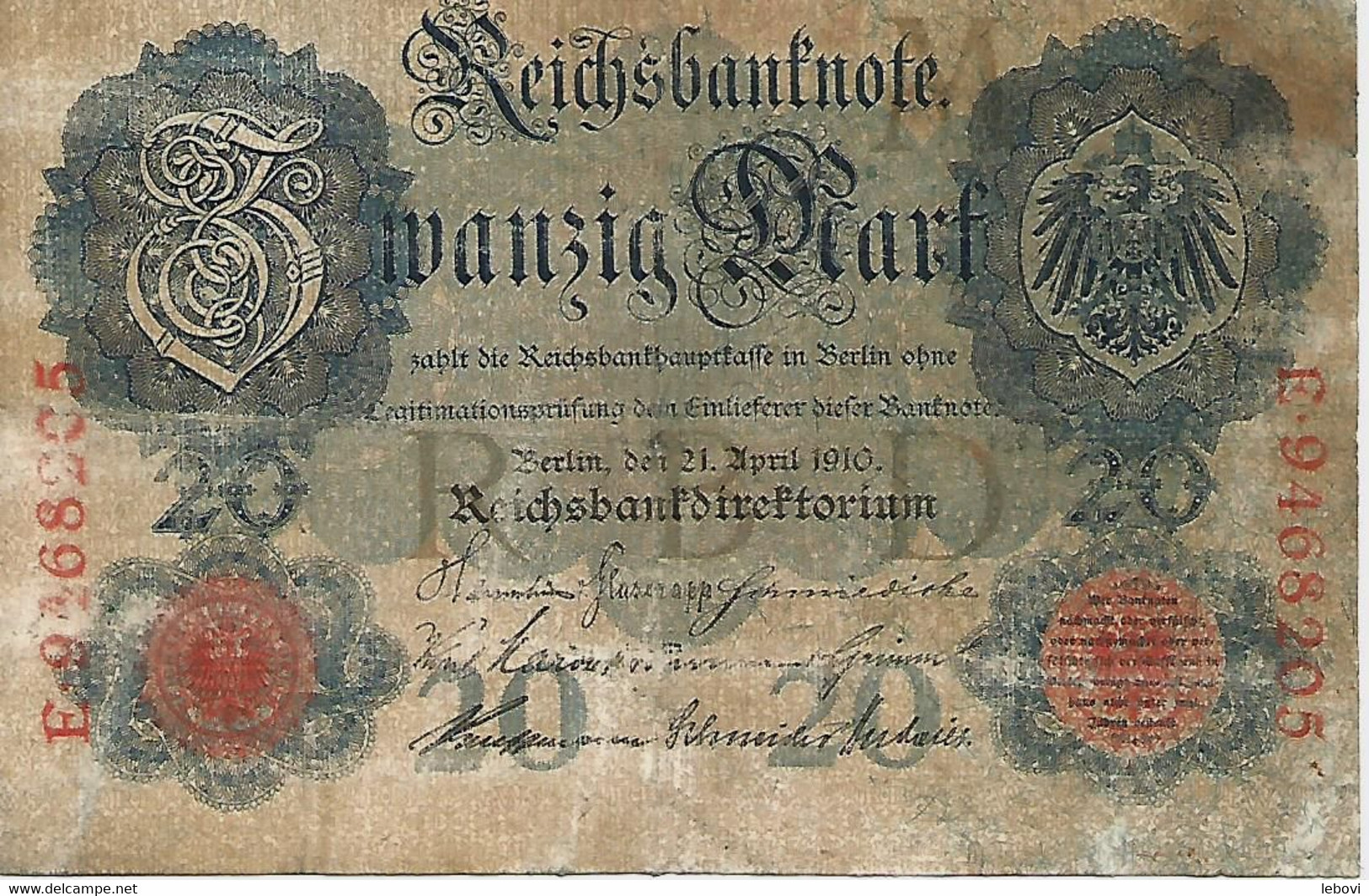 ALLEMAGNE – Reichsbanknote – 20 Mark (21/04/1910) - 20 Mark