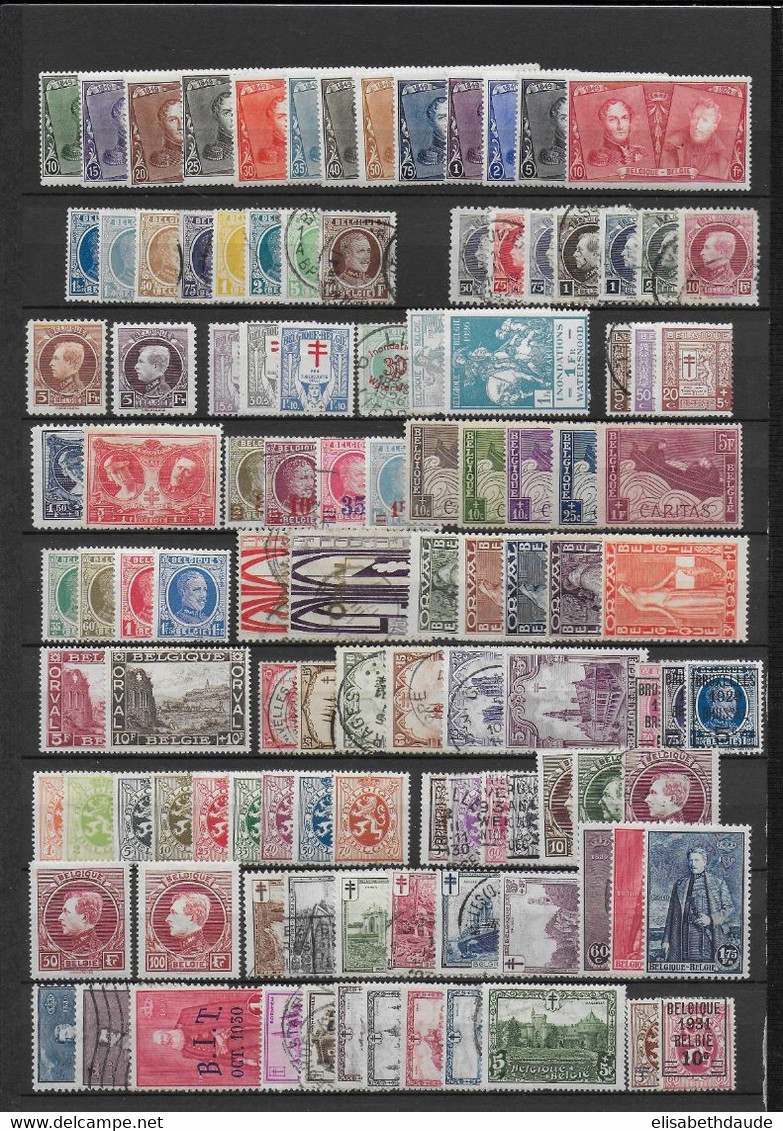 BELGIQUE -  COLLECTION IMPORTANTE AVANT 1940 * MLH (CHARNIERE LEGERE) / OBLITERES - COTE TRES IMPORTANTE ! 4 PAGES - Verzamelingen