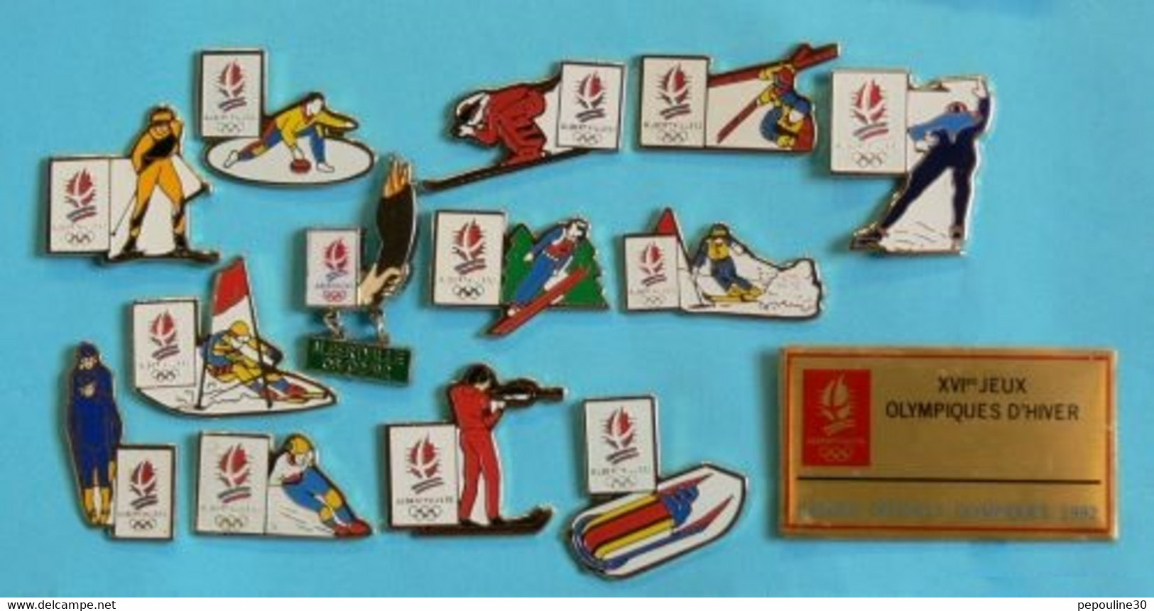 13 PIN'S + PLAQUE //  **  XVI ème JEUX OLYMPIQUES D'HIVER ALBERTVILLE 92 ** . (© COJO 90  91) + Coffret - Olympische Spiele