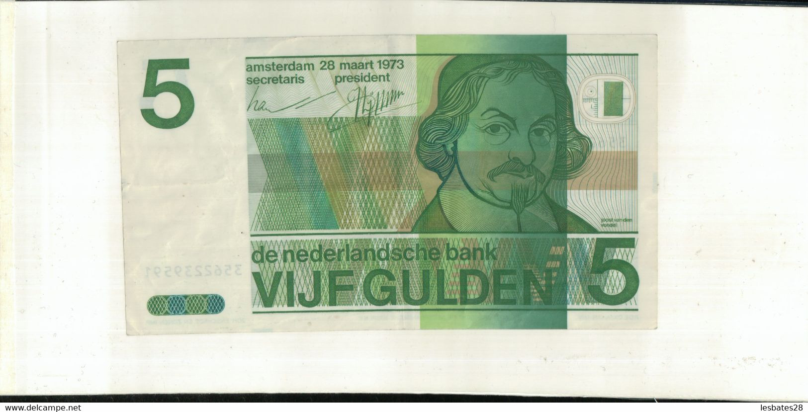Pays-bas - Netherlands Billet De 5 Gulden Type 1973 Vondel II  TTB+  Sept 2020  Clas Noir 21 - Altri & Non Classificati