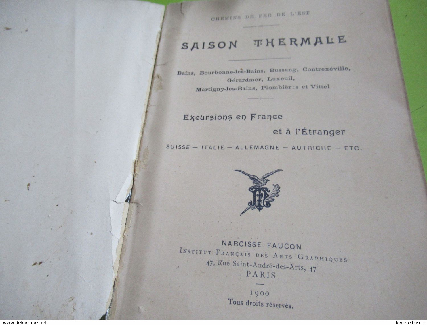 Guide/ Saison Thermale/CHEMINS De FER De L'EST/Villes D'eaux Et Excursions/Narcisse FAUCON/Paris/ 1900            TRA54 - Eisenbahnverkehr