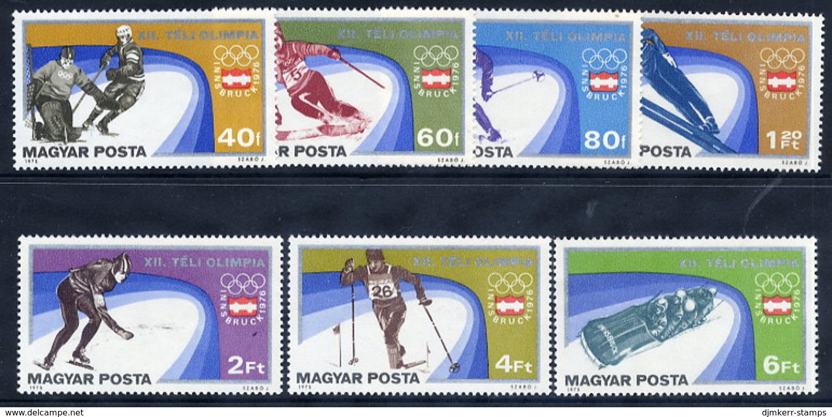 HUNGARY 1975 Winter Olympics, Innsbruck Set MNH / **.  Michel 3089-95 - Unused Stamps