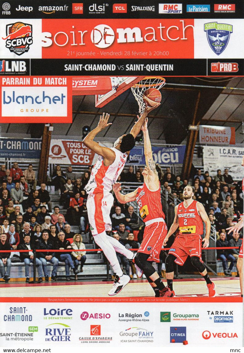 Programme Du Match De La 21 ème Journée St Chamond/Saint Quentin Du 28 Février 2020 - Bekleidung, Souvenirs Und Sonstige