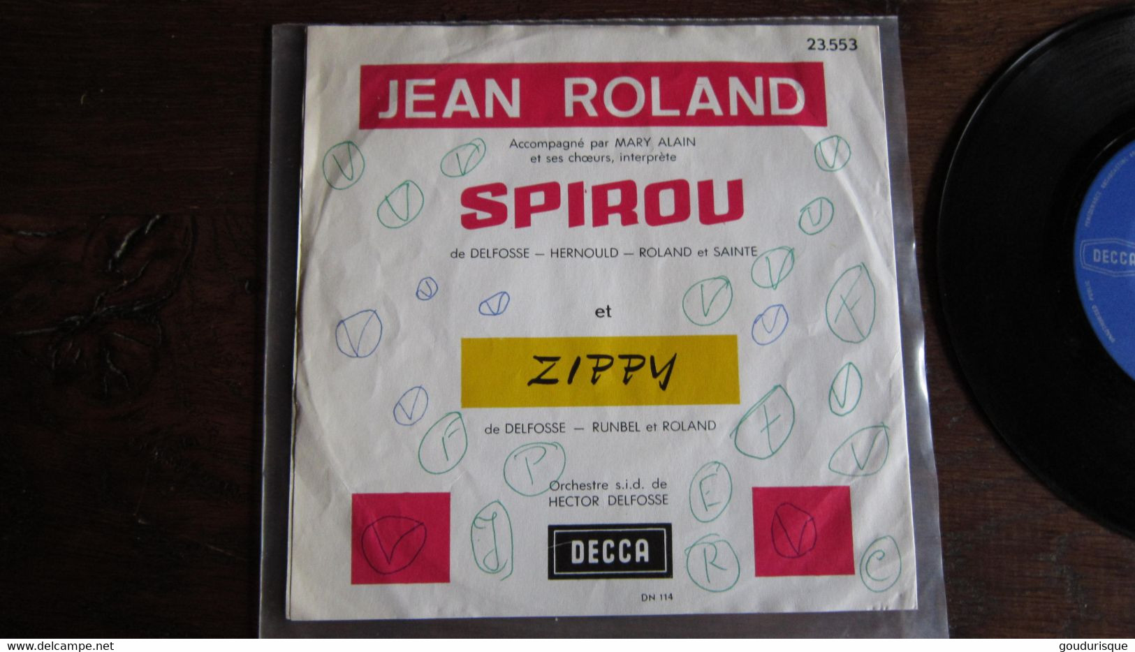 SPIROU  DISQUE 45T SPIROU INTERPRETE PAR  JEAN ROLAND ET SON ORCHESTRE   FRANQUIN - Spirou Et Fantasio